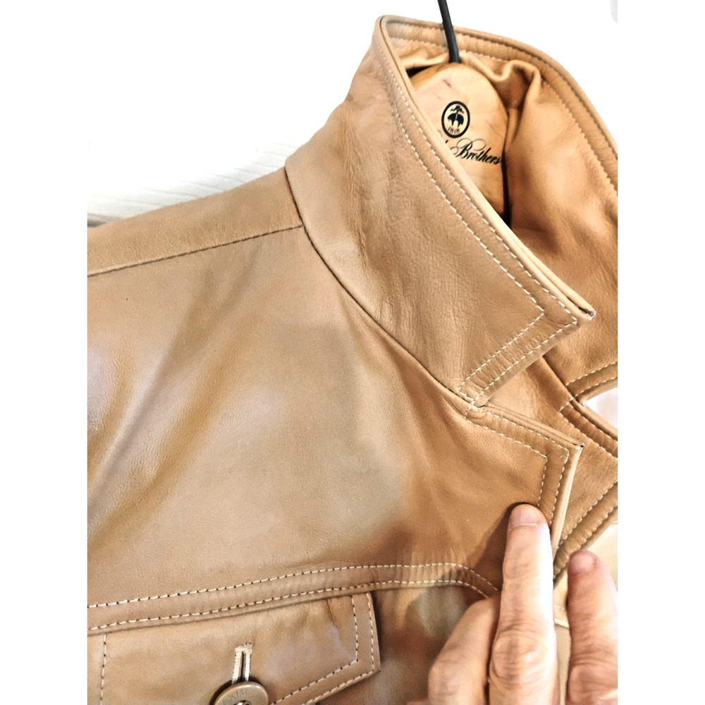 Womens Medium Wilsons Maxima Tan Cognac Leather Jacket Button Front Classic - Picture 7 of 16